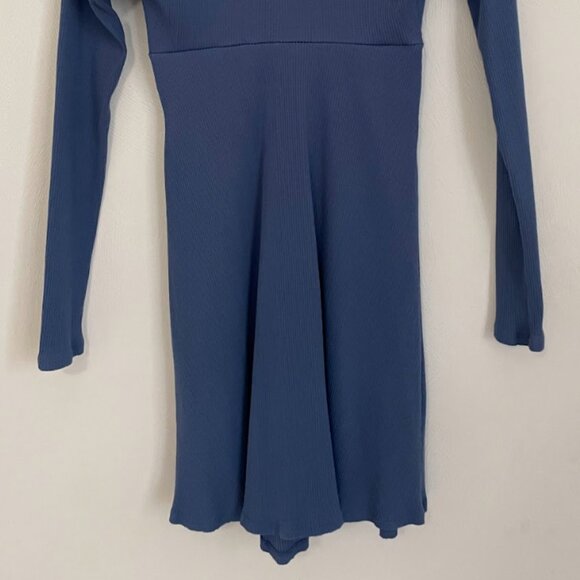Alya Long-Sleeve Ribbed Knit Blue Bodycon Dress - Size S - For a good cause! - Picture 4 of 5